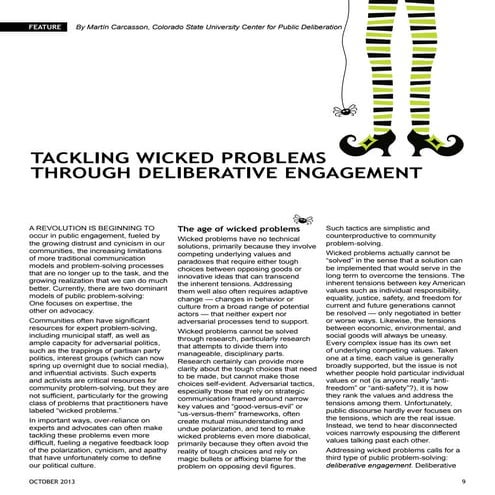 Tackling Wicked Problems Through Deliberative Engagement