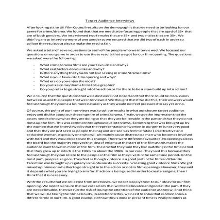 Target audience interviews