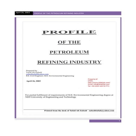 TAZ- Profile of Petroleum Refining Industry http://www.SPMCpk.com