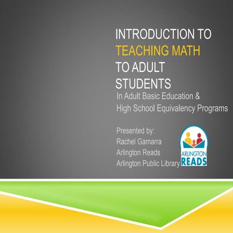 Introduction to Teaching Math to Adult Students in Basic Education