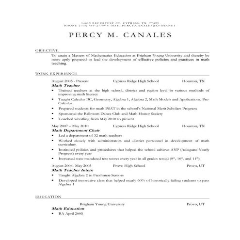 Teaching resume