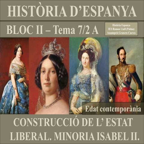 TEMA 7.A. MINORIA ISABEL II. REGÈNCIES. DESAMORTITZACIÓ. 1a GUERRA CARLINA.