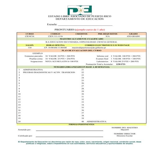 Template prontuario cursos 40 semanas