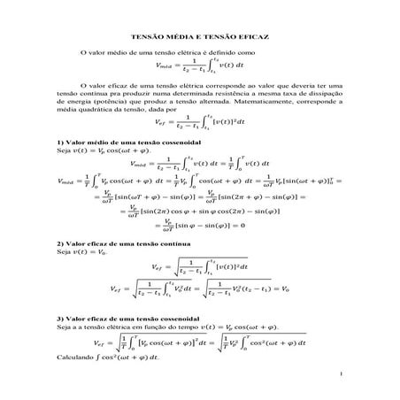 Tensão média e tensão eficaz