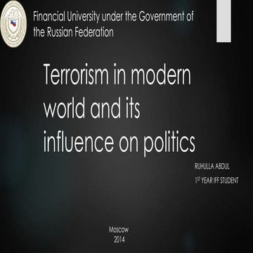 Terrorism in modern world and its influence on politics
