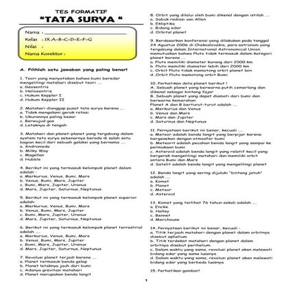 Tes Formatif Tata Surya