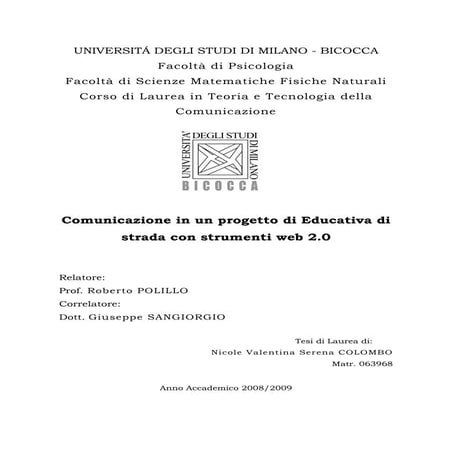 Comunicazione in un progetto di educativa di strada con strumenti Web 2.0
