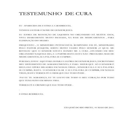Testemunho  de cura FATIMA RODRIGUES