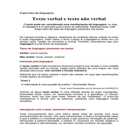 Texto verbal e não verbal