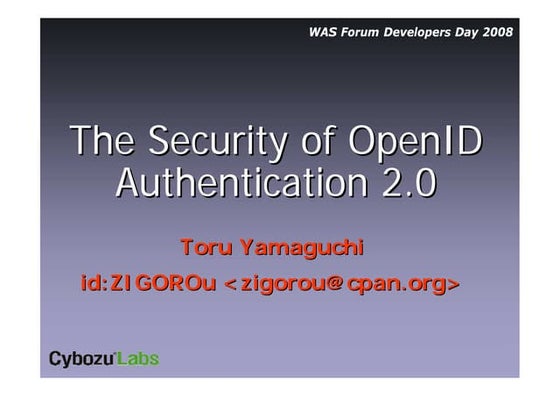 The Security of OpenID Authentication 2.0