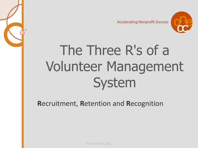 The 3 r's of a volunteer management system