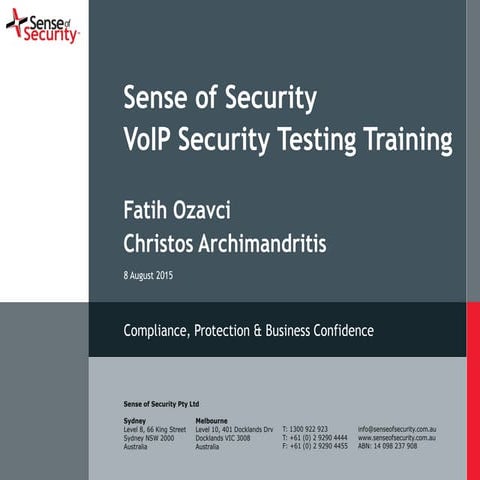 The Art of VoIP Hacking - Defcon 23 Workshop