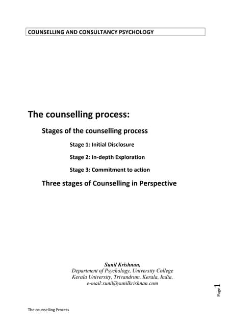 The counselling process; Stages of the counselling process