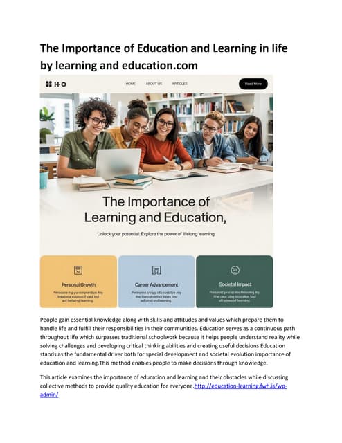The importance of Education Learning in life by learning and education .com