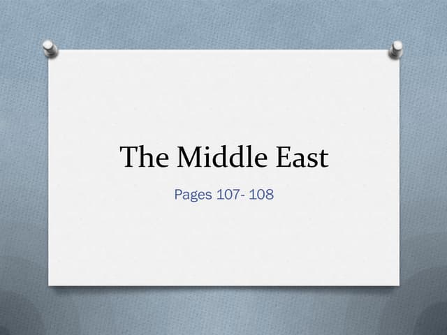 The Middle East- Introduction