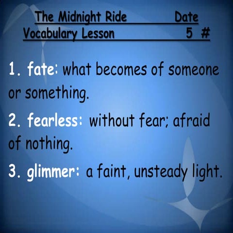 The midnight ride vocabulary lesson