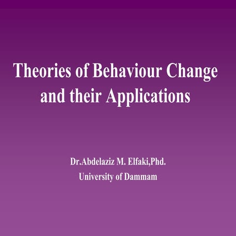 Theories of behaviour change