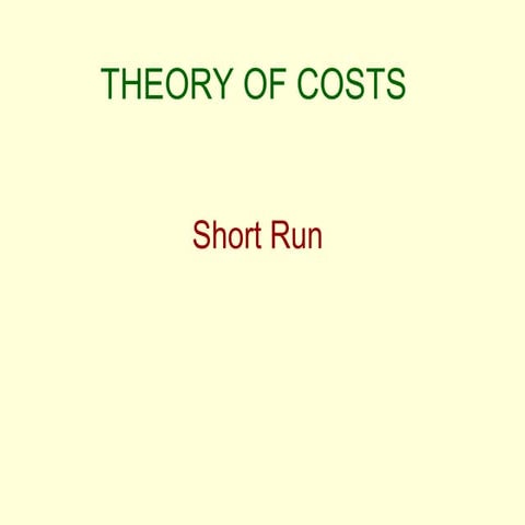 Theory of costs, micro economics