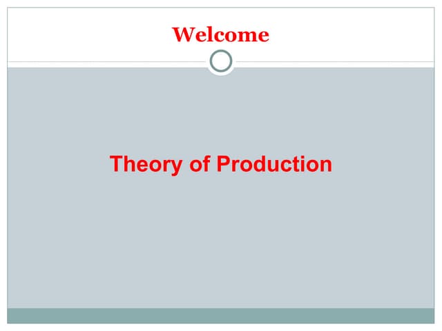 Theory of Production