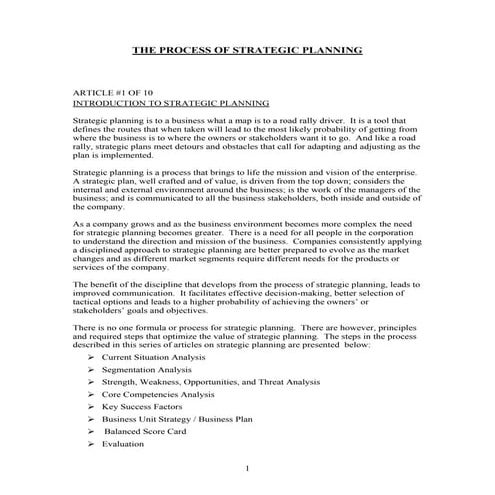 The process of strategic planning 
