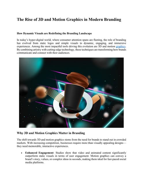 The Rise of 3D and Motion Graphics in Modern Branding