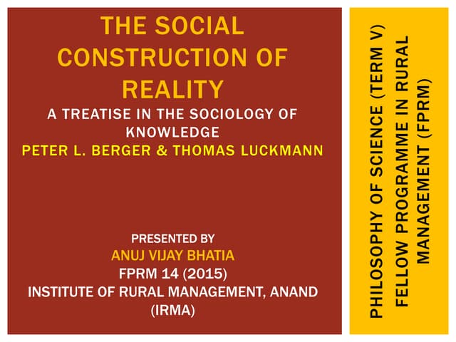 The social construction of reality peter berger thomas luckmann