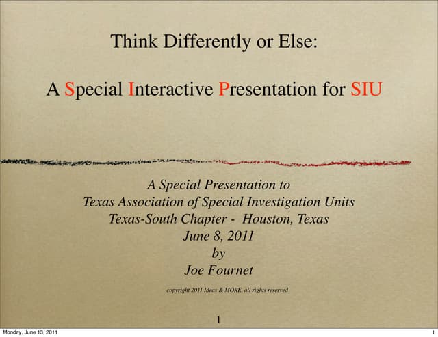 Think Differently or Else