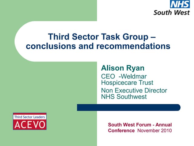 Third sector task group conclusions and recommendations   alison ryan