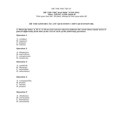 đề Thi số 25(tiếng anh)