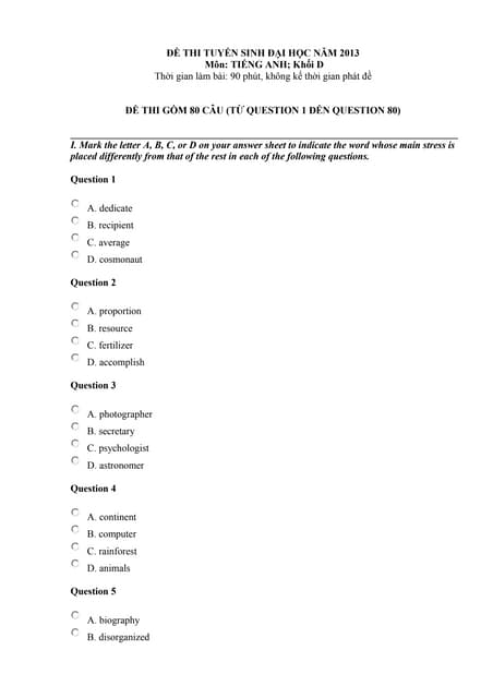 đề Thi số 32(tiếng anh)