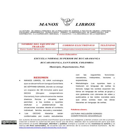 Tic proyecto manos libres