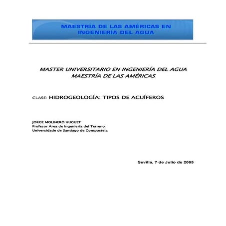 Tipos acuiferos