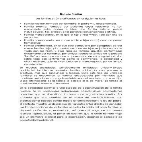 Tipos de familias