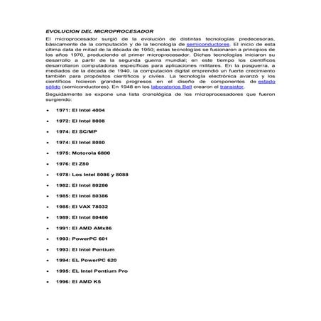 Evolucion de los microprocesadores