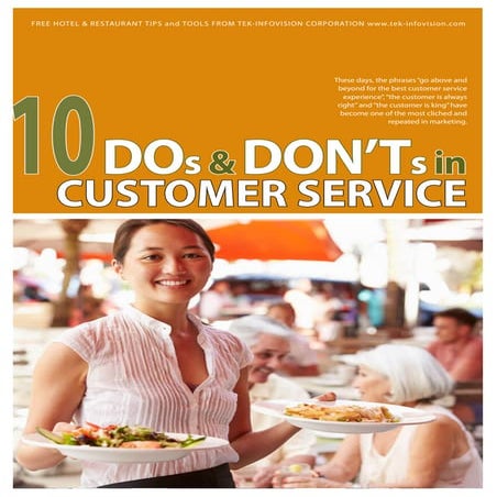 10 DO's and DON'Ts in Customer Service for Hotels and Restaurants