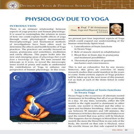 PHYSIOLOGY DUE TO YOGA by Prof TM Srinivasan