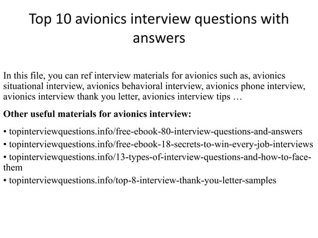 Top 10 avionics interview questions with answers