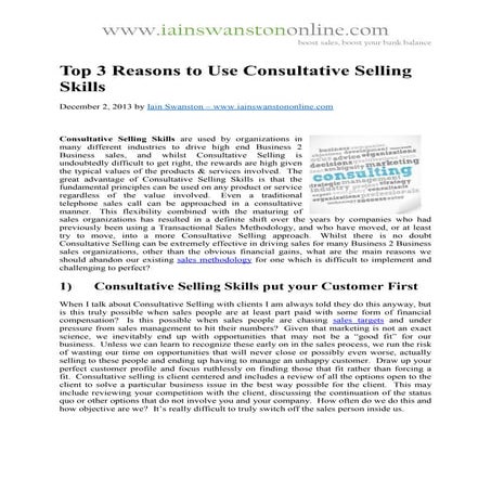 Top 3 Reasons To Use Consultative Selling Skills