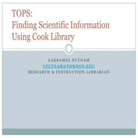 Towson Opportunities in STEM Fall 2011