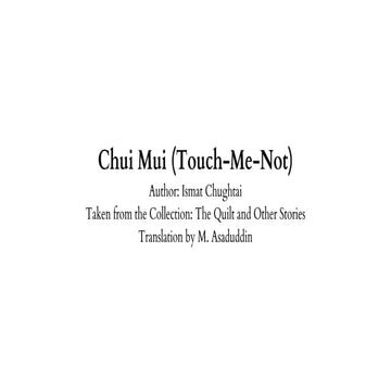 "Touch-Me-Not"  by Ismat Chughtai: A Critical Analysis
