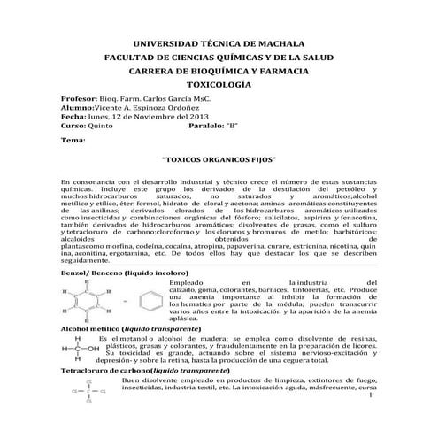 Toxicos organicos fijos