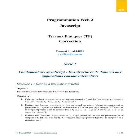 Corrigés Guidés des Travaux Pratiques JavaScript : Applications Interactives ...