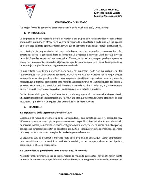 Segmentacion de mercado