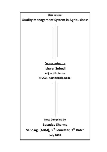 Total Quality Management System in Agribusiness