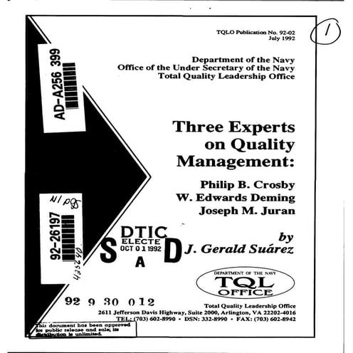Three experts on Total Quality Management