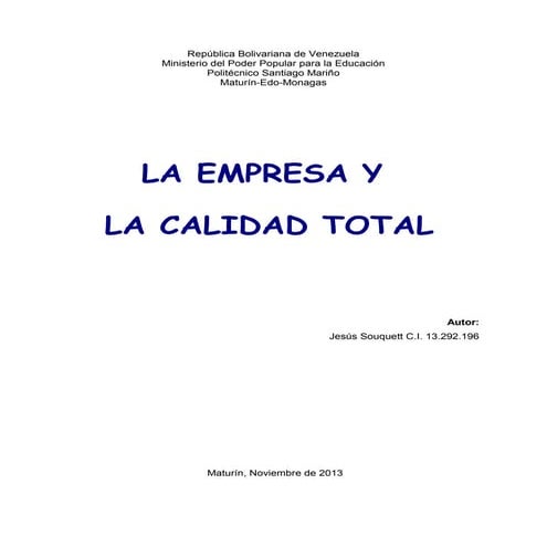 La empresa y calidad total