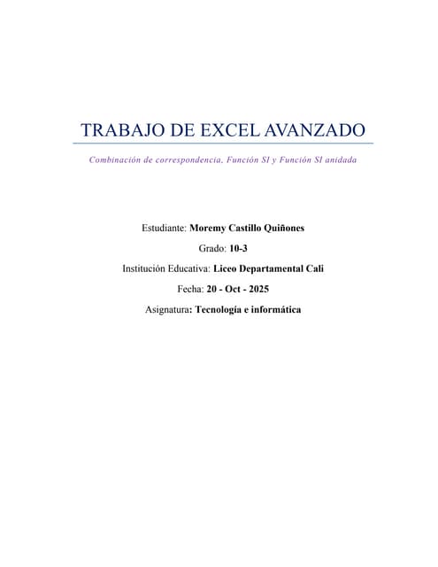 Trabajo Excel Avanzado trabajo individual