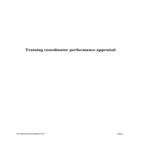 Training coordinator performance appraisal