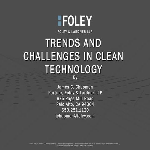 Trends And Challenges In Clean Technology   Chapman