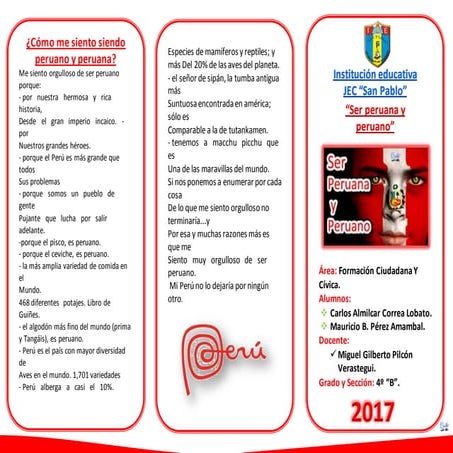 Tríptico De Ser Peruana y Peruano